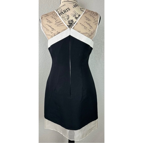 NWT Wai Ming LBD Sophie Dress Silk with Mesh and Leather Trim, size Medium - Picture 6 of 9